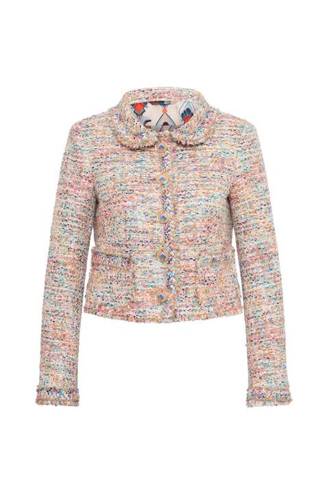 Tweed Jacket With Multicolor Trim