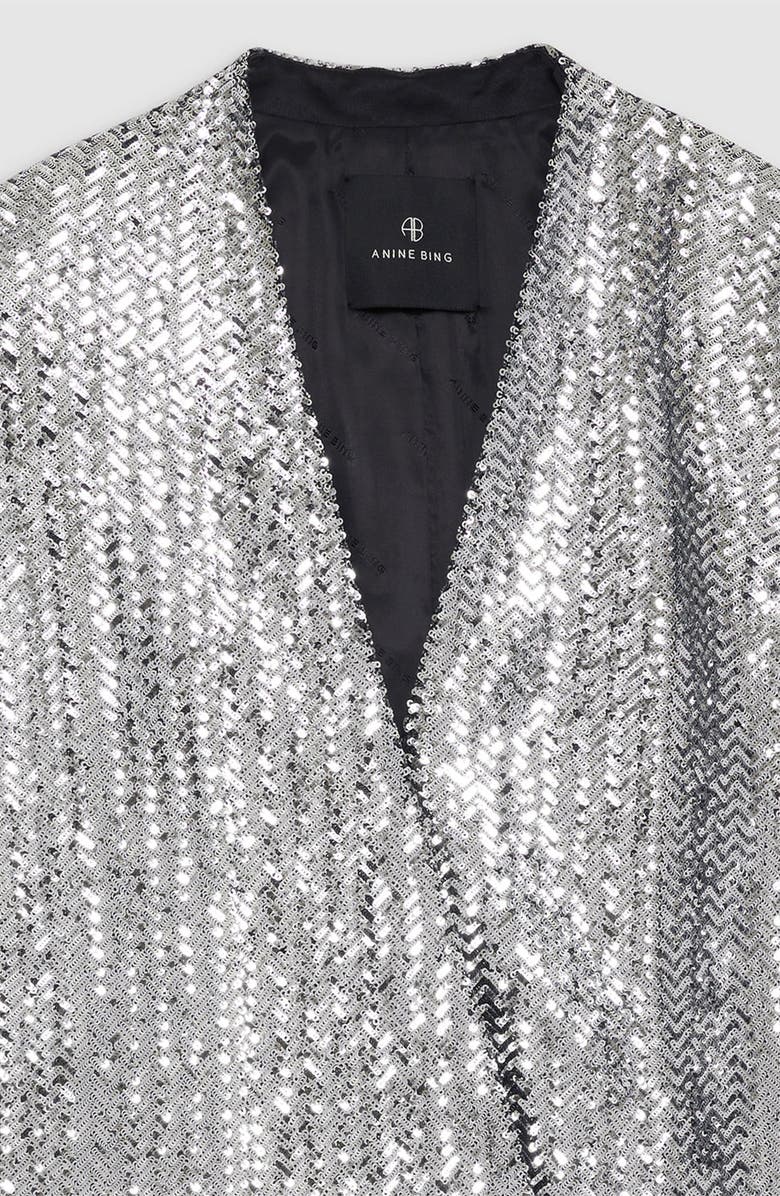 ANINE BING Veneda Mini Dress, Alternate, color, Silver Sequin