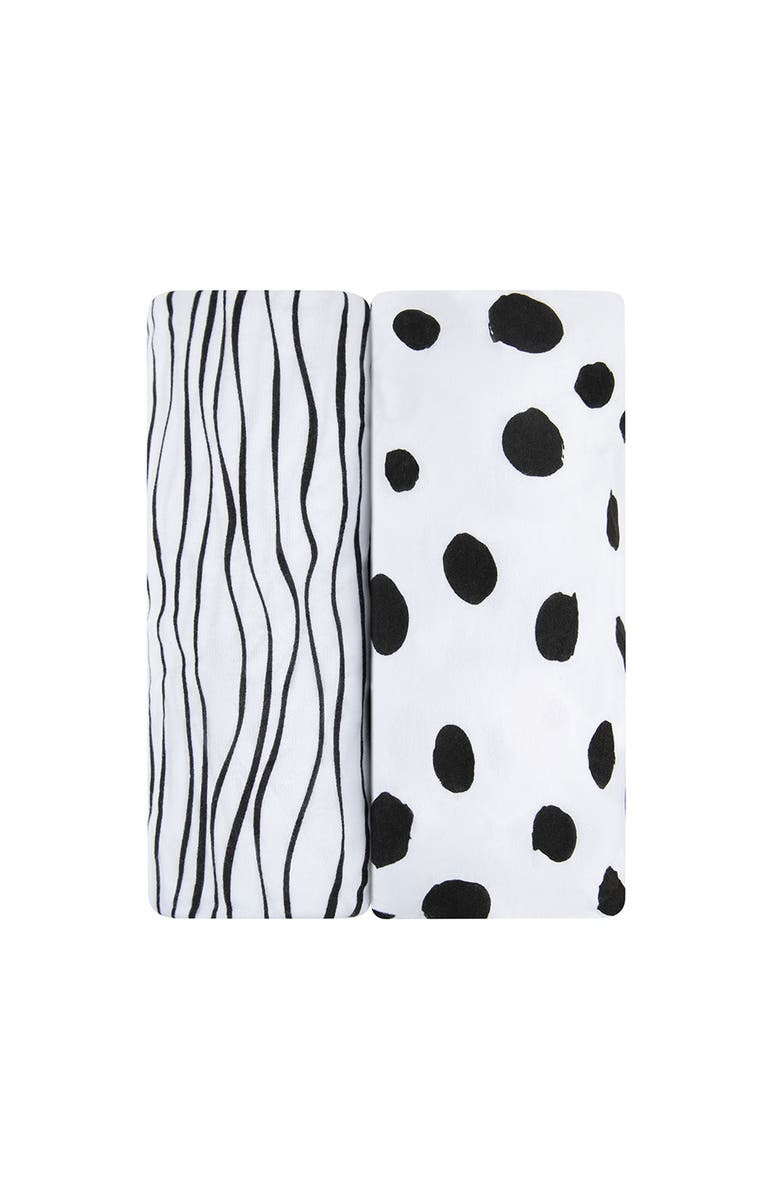 ZZDNU Crib Sheet Set Baby Fitted Crib Sheet Set 2 Pack, Main, color, Black & White Abstract