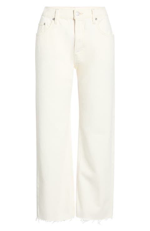 Beau Raw Hem Crop Straight Leg Jeans (Crema)