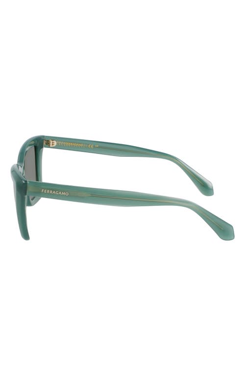Ferragamo 53mm Rectangualr Sunglasses In Opaline Green