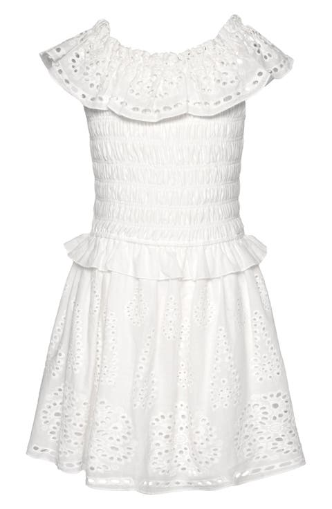Kids' Shirred Cotton Eyelet Dress (Big Kid)