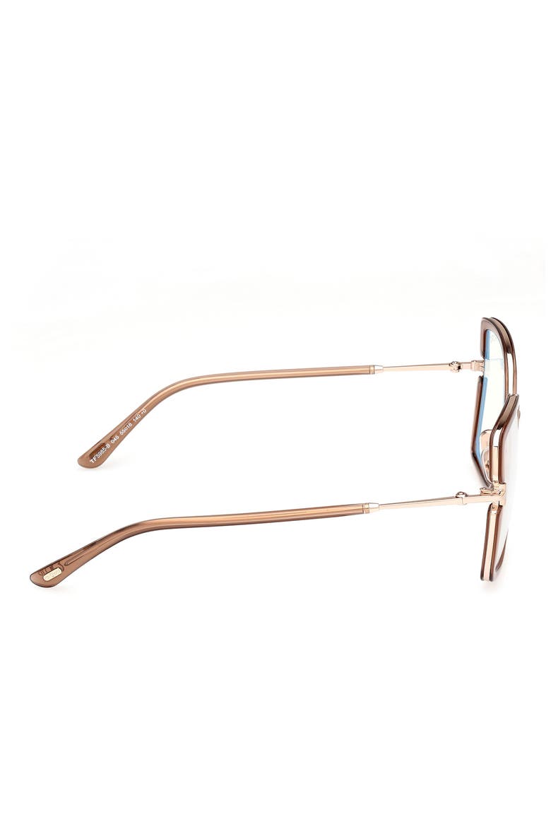 55mm Square Blue Light Blocking Optical Glasses, Alternate, color, CHAMPAGNE ROSE GOLD / T LOGO