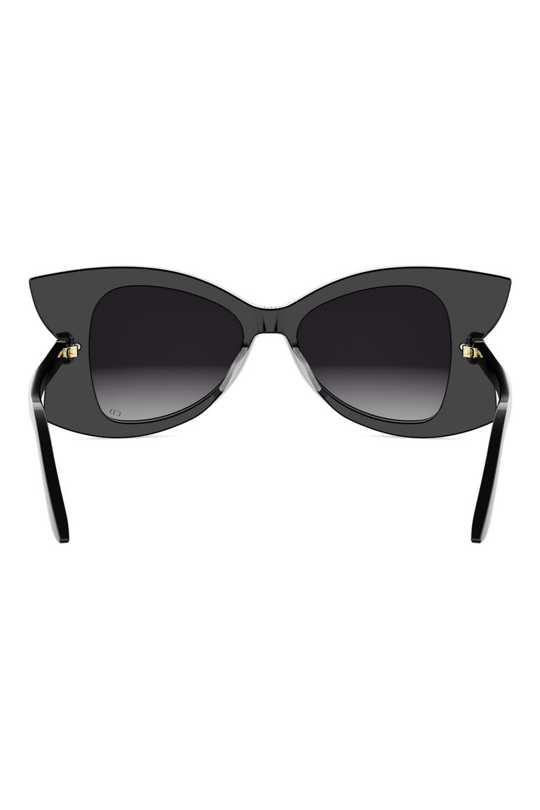 'DiorButterfly S1I 51mm Gradient Butterfly Sunglasses, Alternate, color, SHINY BLACK / GRADIENT SMOKE