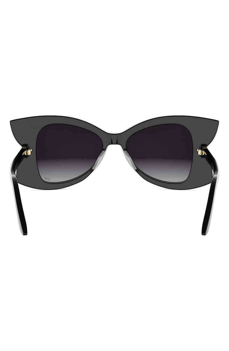 DIOR Butterfly S1I 51mm Gradient Butterfly Sunglasses, Alternate, color, Shiny Black / Gradient Smoke
