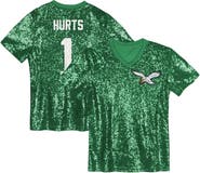 Outerstuff Girls Youth Jalen Hurts Kelly Green Philadelphia Eagles Sequin V-Neck Fashion Jersey