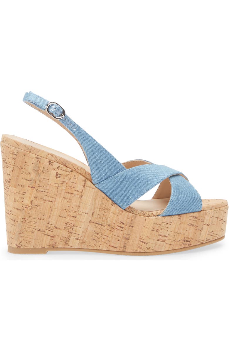 Stuart Weitzman Dayna Slingback Platform Wedge Sandal, Alternate, color, Washed Vintage Denim