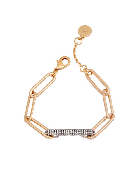 Paper Clip Link Bracelet with Pave Bar