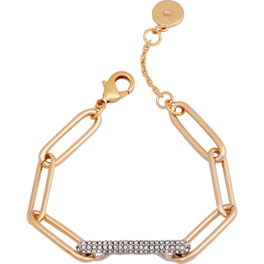 Vince Camuto Paper Clip Link Bracelet With Pave Bar In Gold