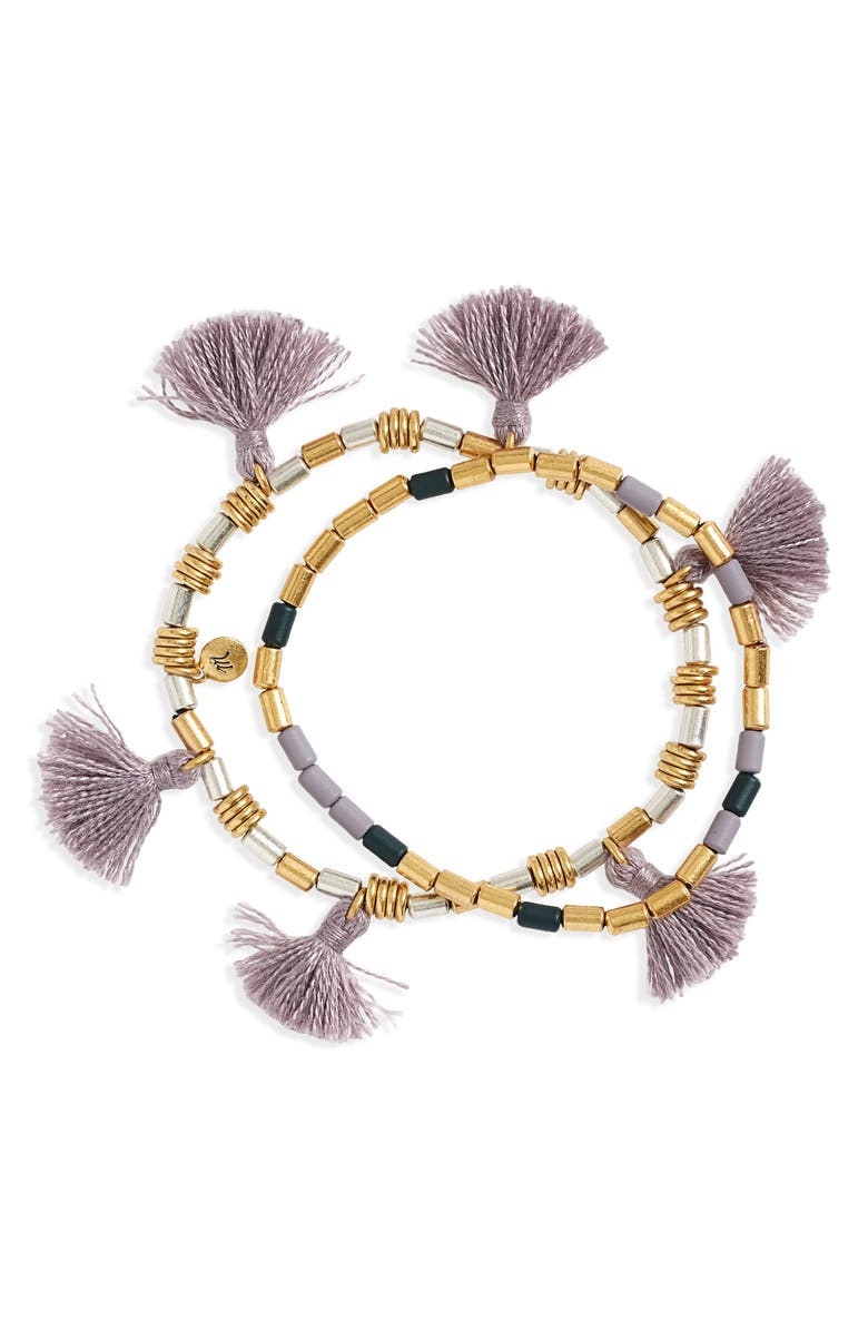 Madewell Set of 2 Beaded Tassel Bracelets, Main, color, 