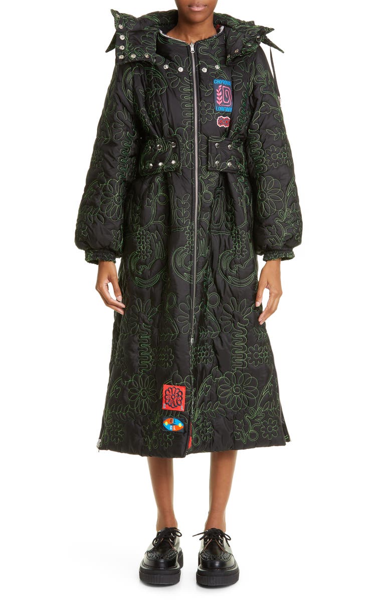 Chopova Lowena Floral Quilted Reversible Puffer Coat, Main, color,