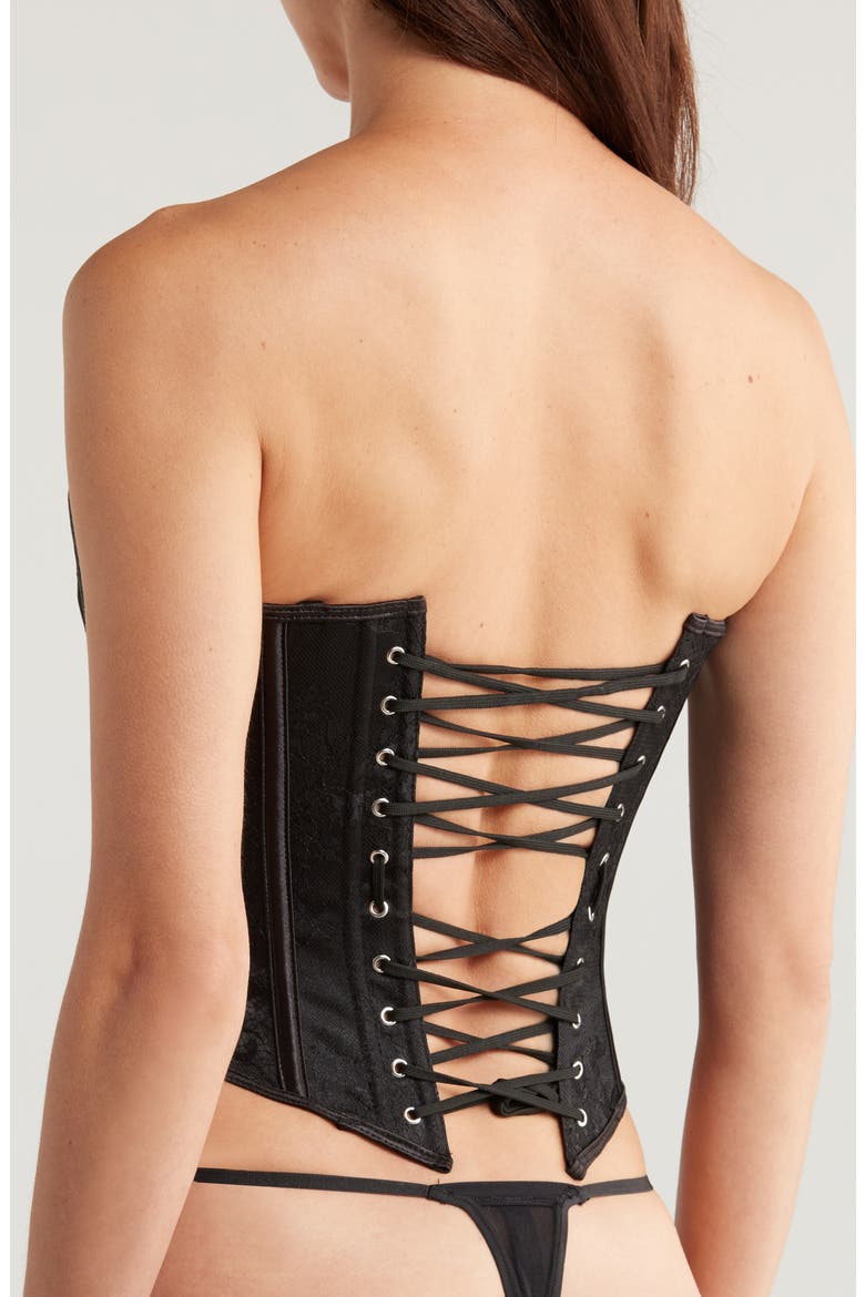 Strappy Lace Corset, Alternate, color, BLACK