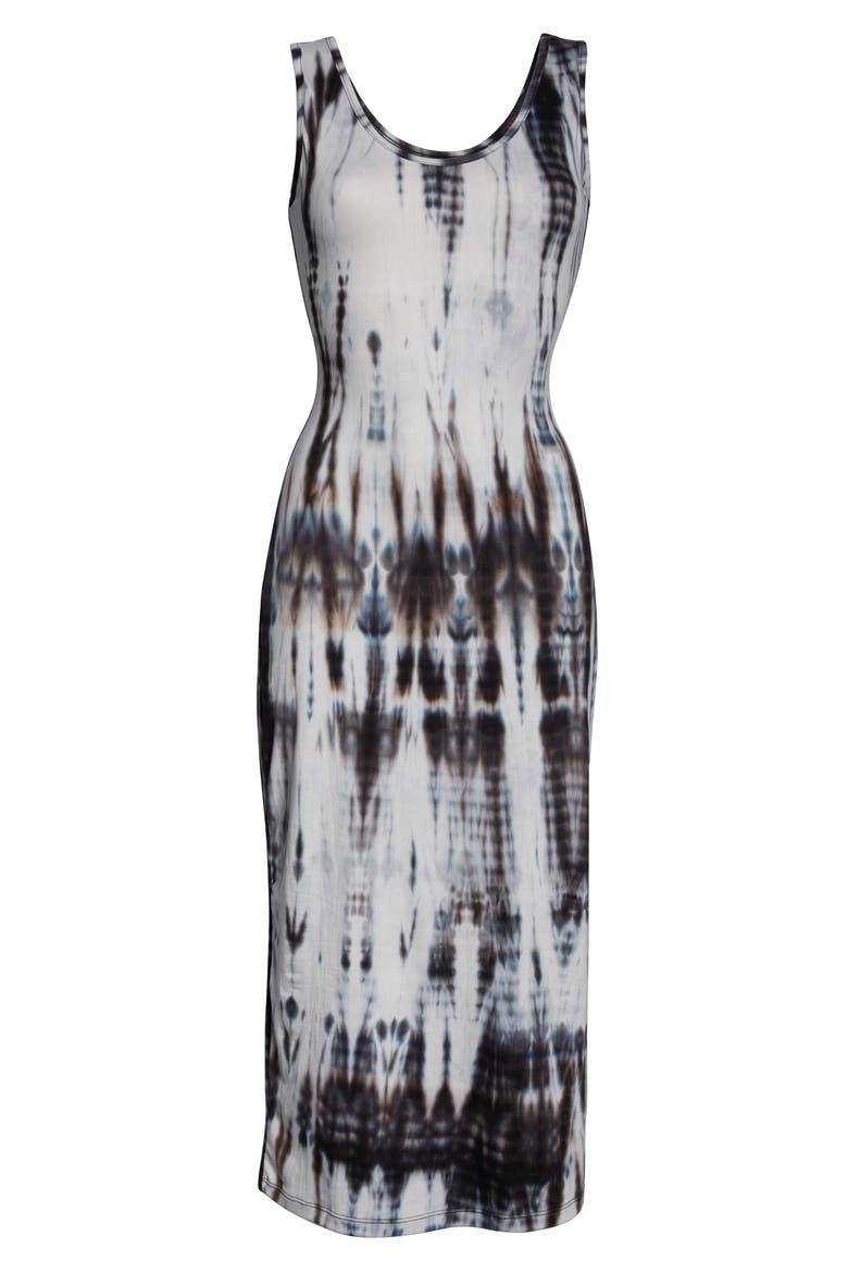 Sleeveless Tie Dye Midi Dress, Alternate, color, BLACK