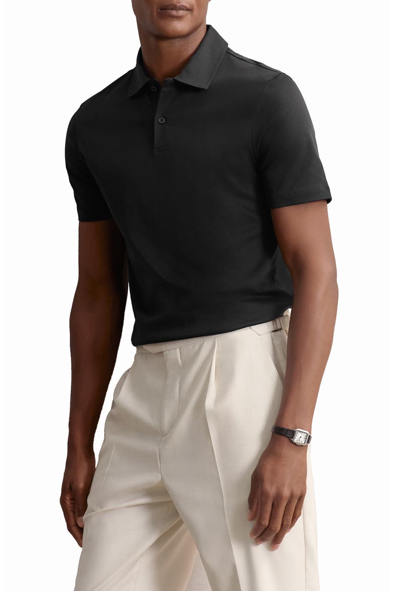 Earl Solid Cotton Polo, Alternate, color, BLACK