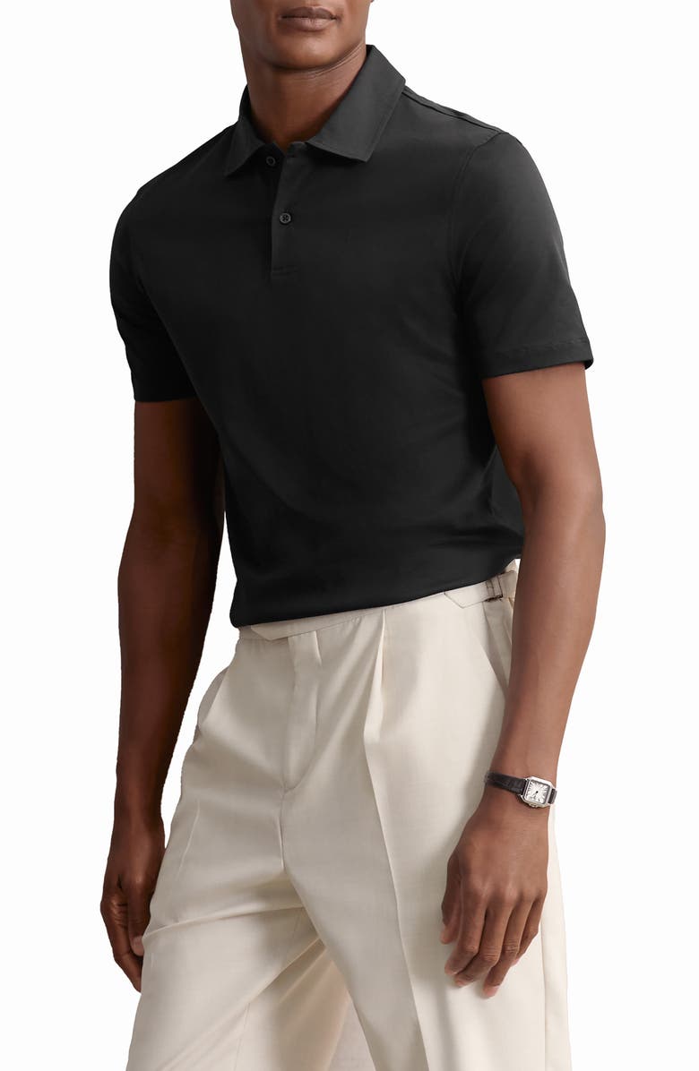 Reiss Earl Solid Cotton Polo, Alternate, color, Black