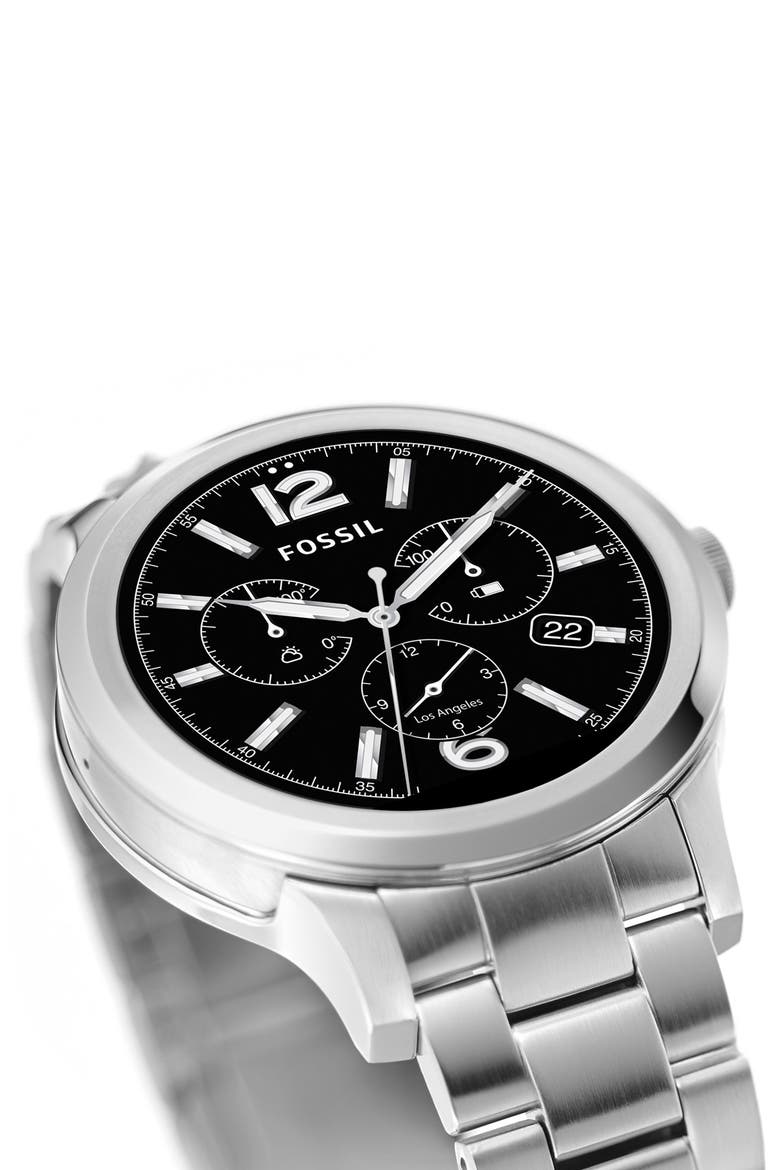 Fossil 'Fossil Q - Founder' Round Bracelet Smart Watch, 47mm, Alternate, color, SILVER/ BLACK