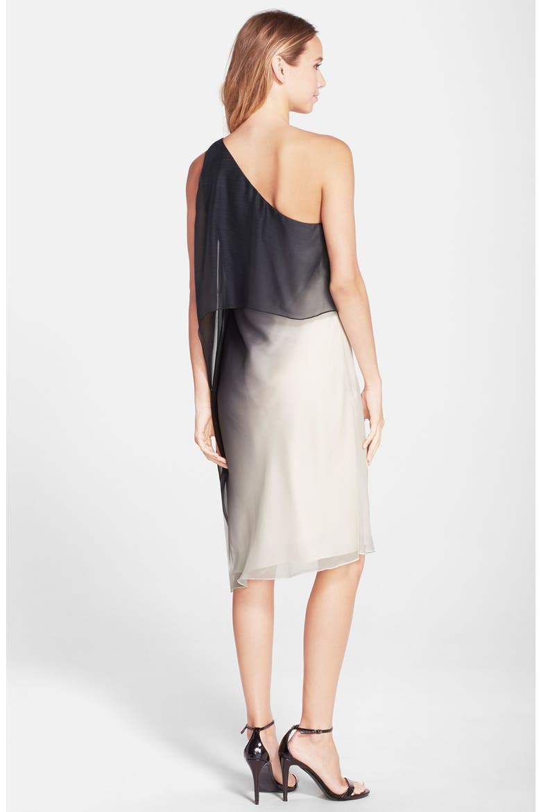One-Shoulder Dress with Drape Detail, Alternate, color, BLACK BONE