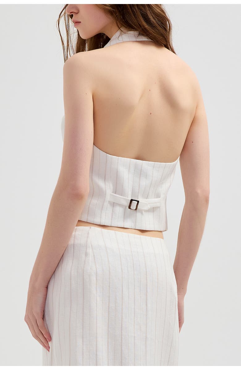 nuaje nuaje Le Tailored Halter Linen Vest, Alternate, color, White Stripe