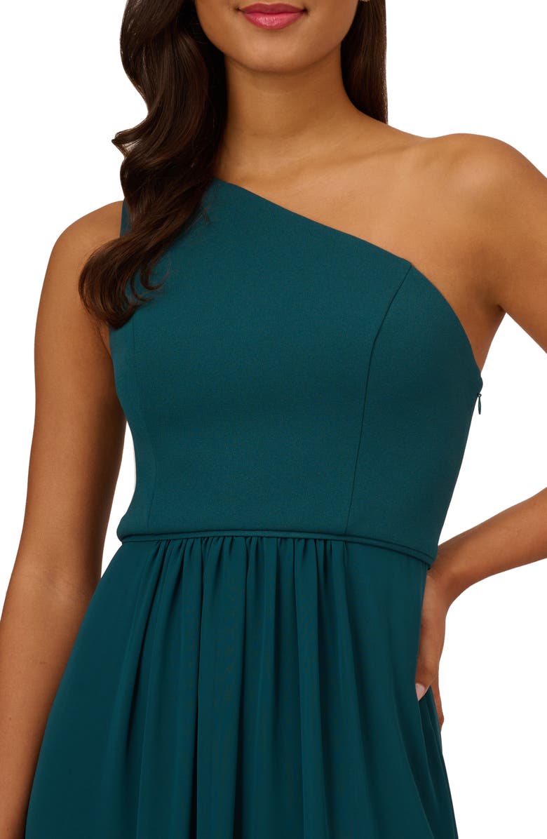 Adrianna Papell One-Shoulder Crepe Chiffon Gown, Alternate, color, 