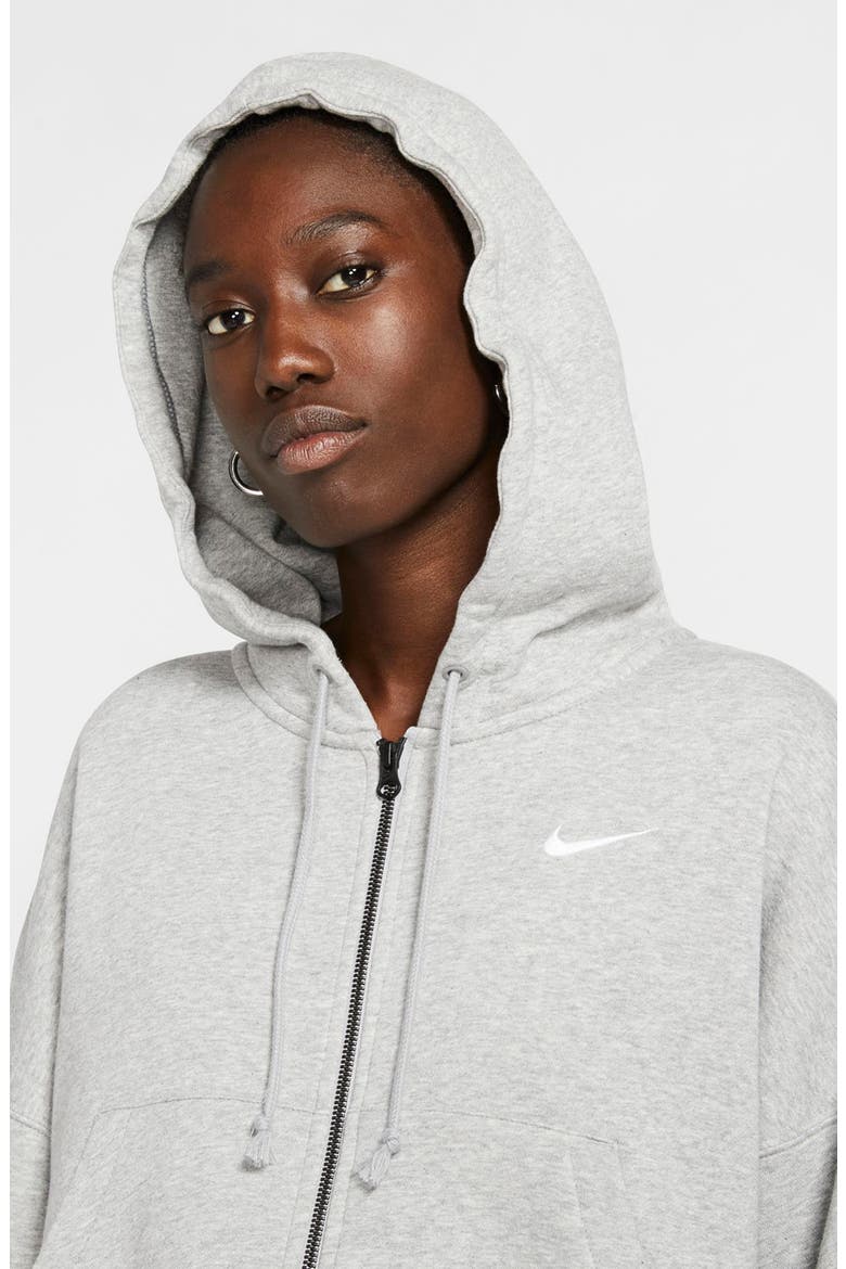 Sportswear Fleece Full Zip Hoodie, Alternate, color, DARK GREY HEATHER/ WHITE
