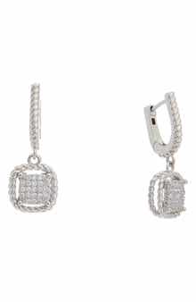 Juvell Pavé Cubic Zirconia Drop Huggie Hoop Earrings