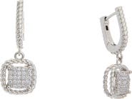 Juvell Pavé Cubic Zirconia Drop Huggie Hoop Earrings