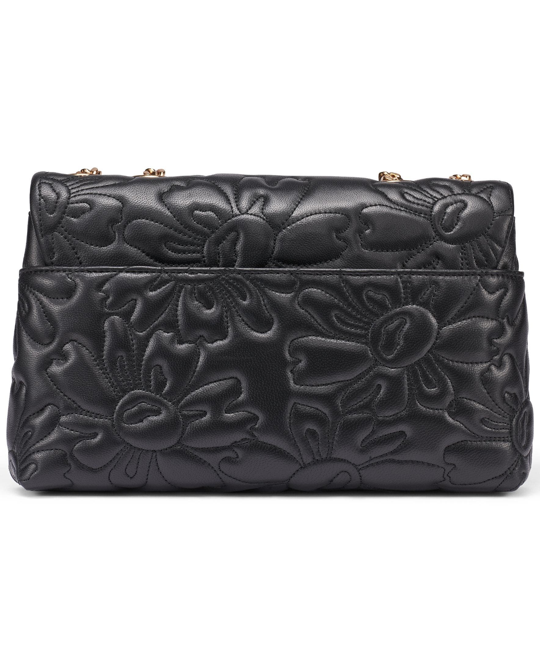 KARL LAGERFELD PARIS Lafayette Quilted Floral Shoulder, Alternate, color, Black/Gold