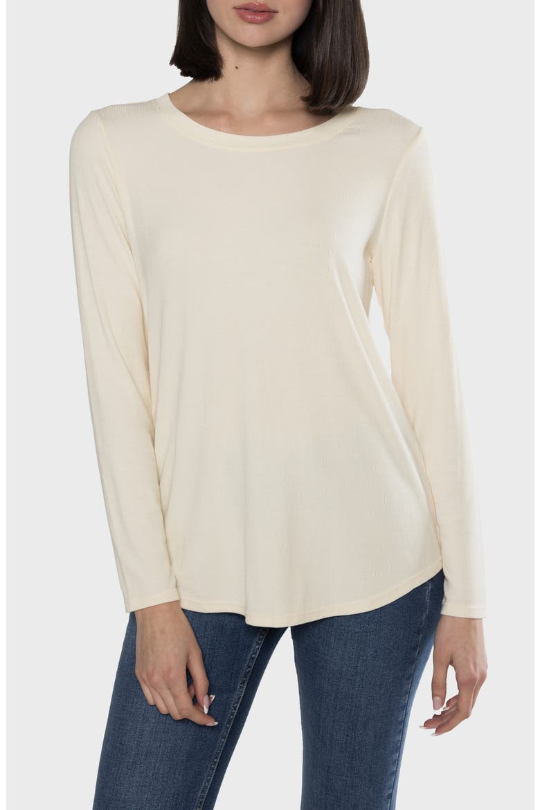 Maggie Ribbed T-Shirt, Main, color, BUTTER