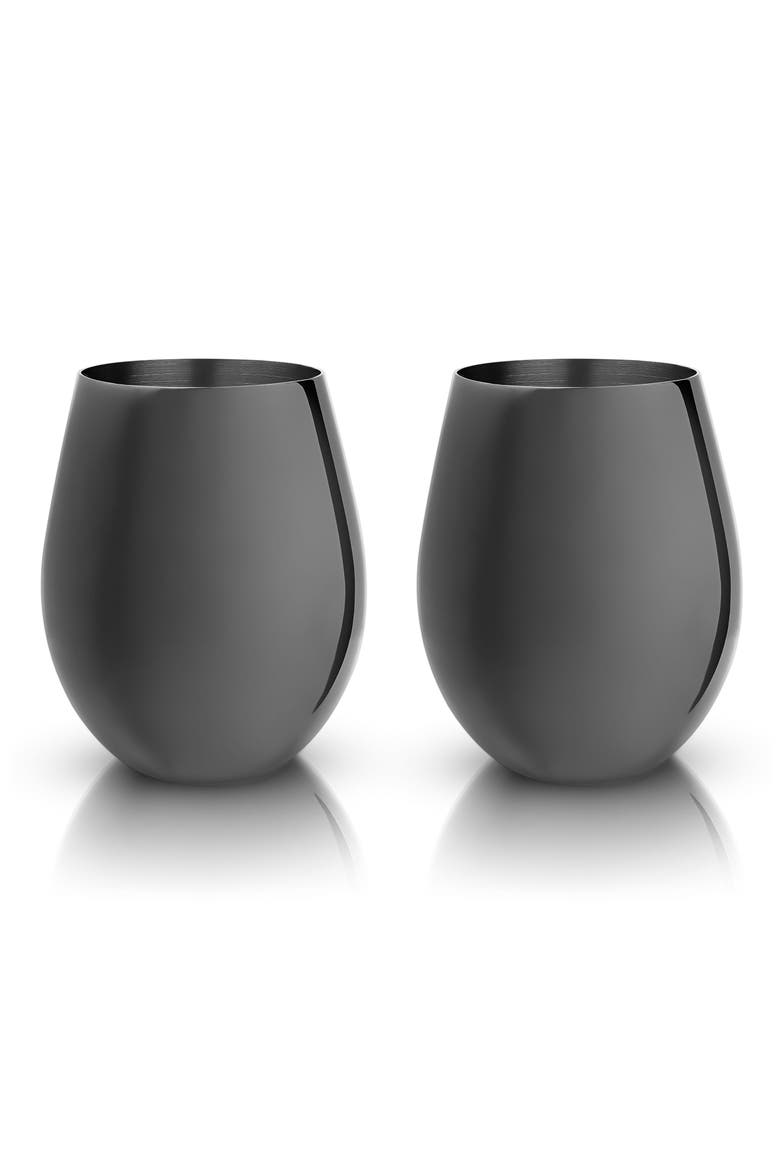 Stemless Wine Glasses Set of 2, Main, color, SILVER