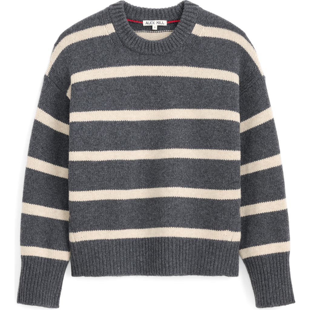 Alex Mill Nottinghill Stripe Merino Wool Blend Sweater In Gray