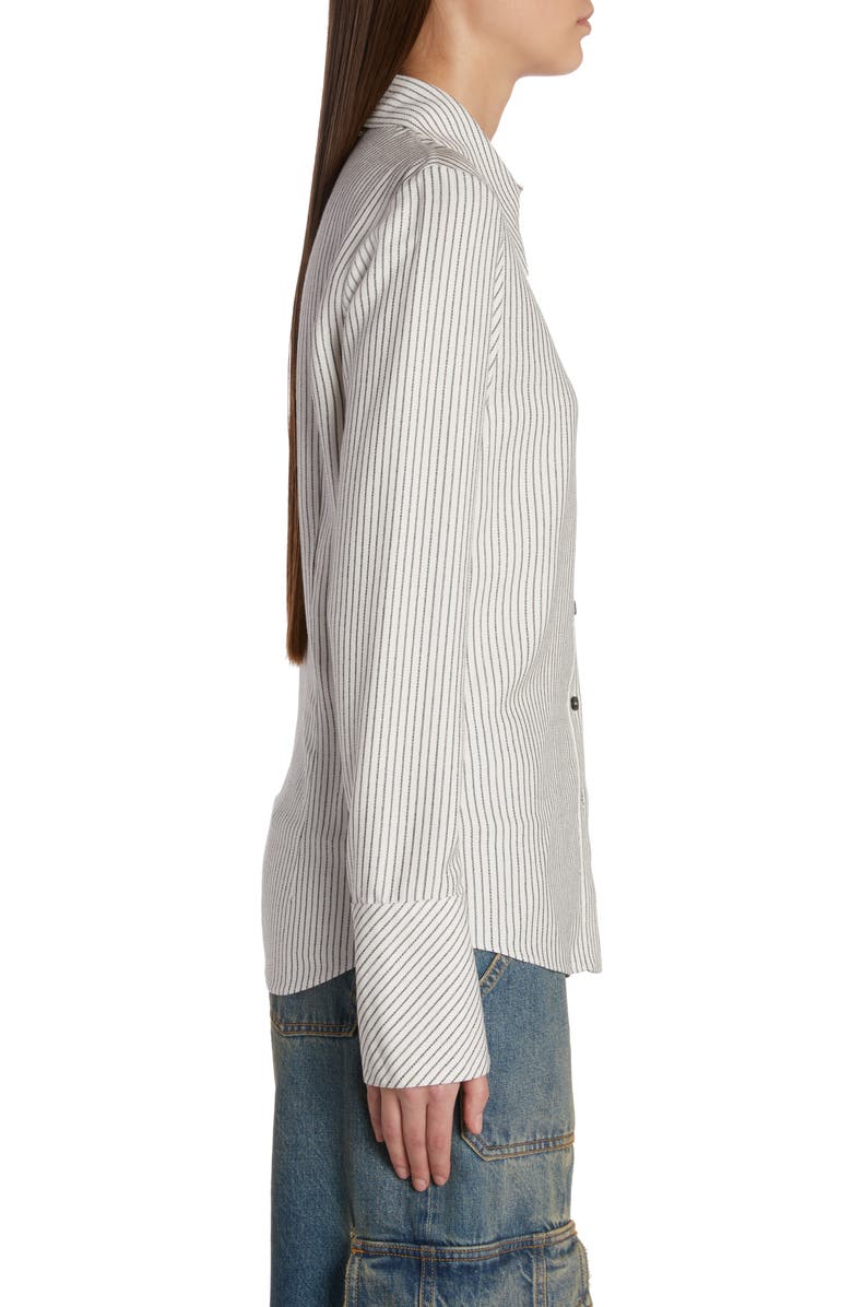 Golden Goose Journey Collection Slim Fit Stripe Button-Up Shirt, Alternate, color, Arctic Wolf/ Black