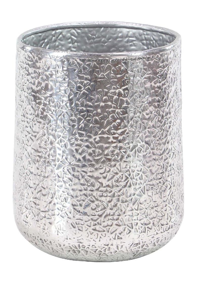 VIVIAN LUNE HOME Silvertone Aluminum Indoor & Outdoor Planter with Hammered Design, Alternate, color, 