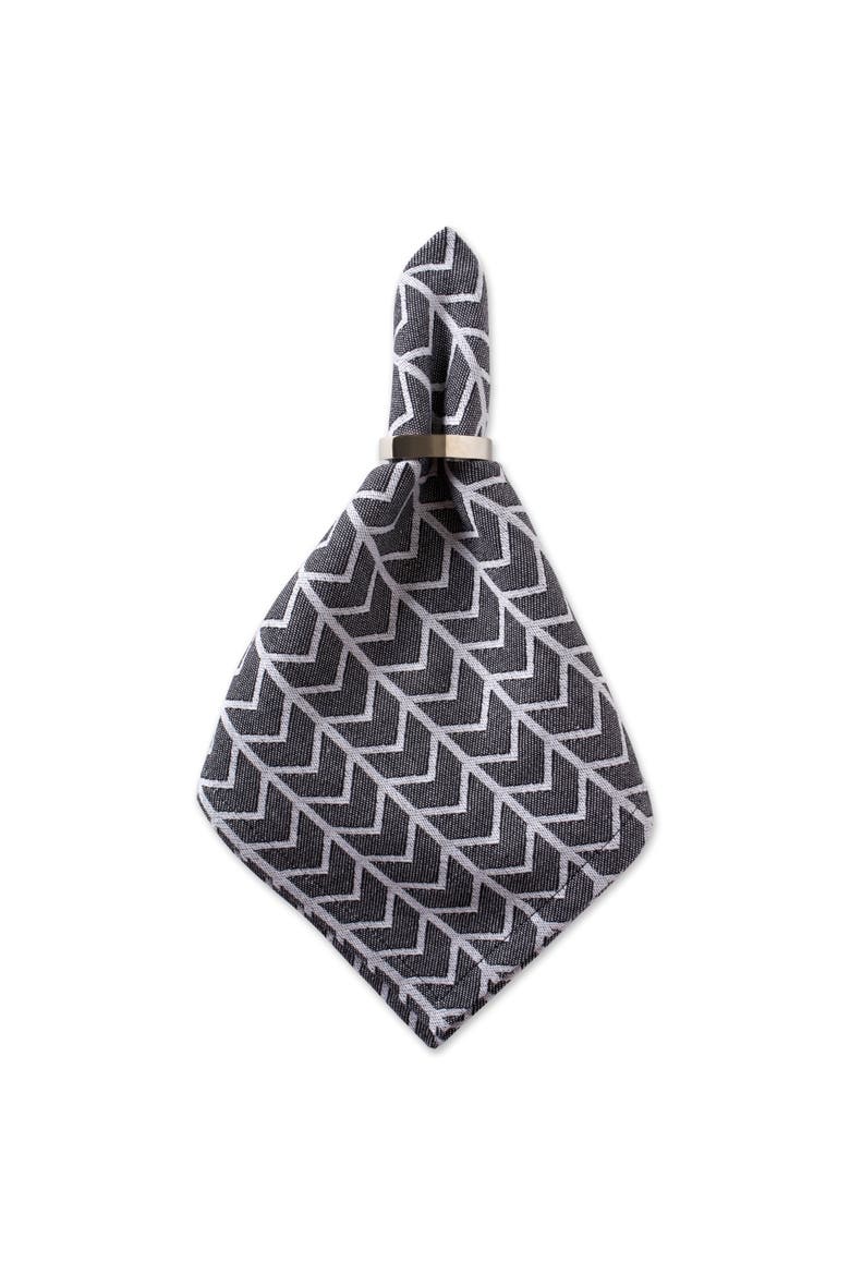 Black & White Herringbone Napkin Set/6, Alternate, color, Black/White