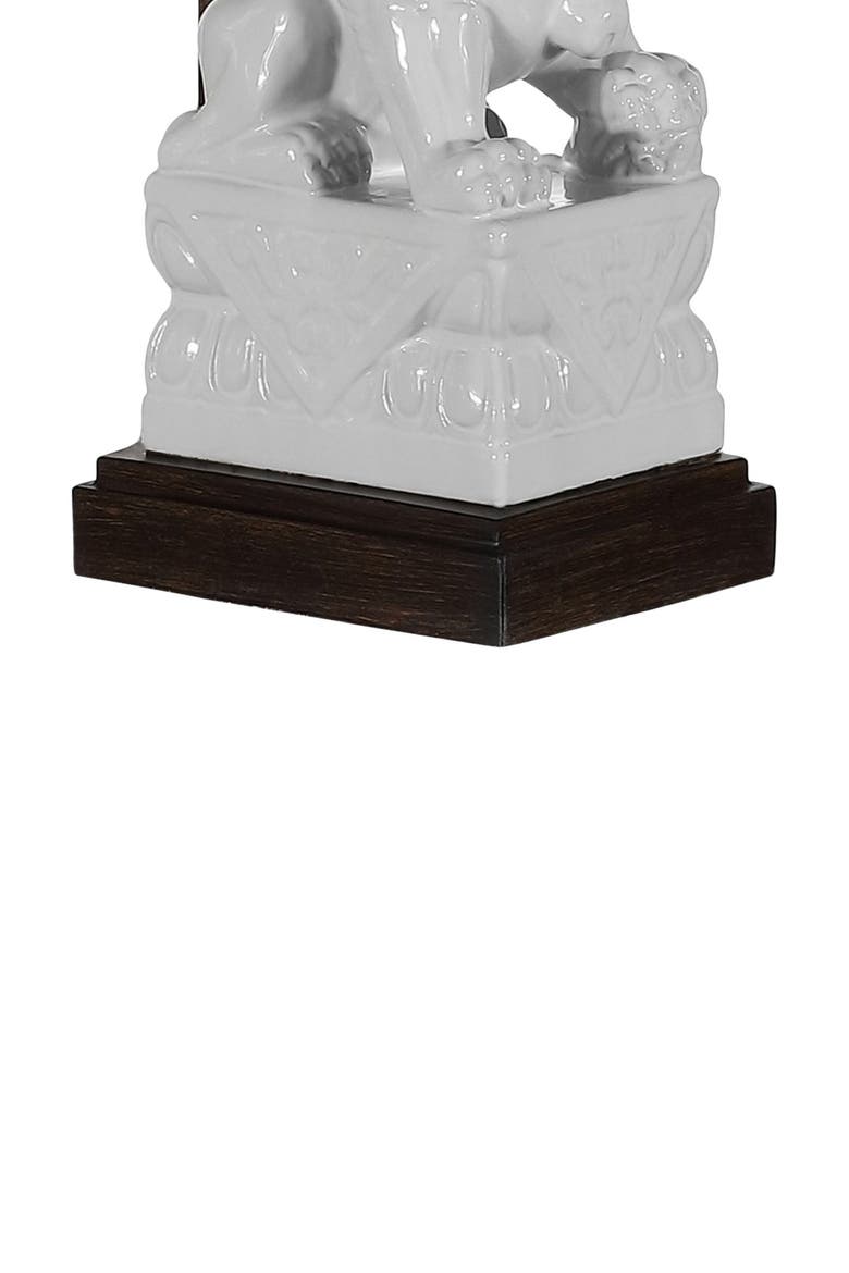 Guardian Lion 27.5" Ceramic Classic Modern LED Table Lamp, White, Alternate, color, White