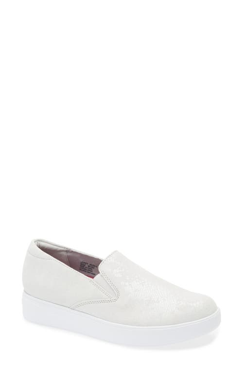 Munro Lennox Slip-on Sneaker In White Snake Print Suede