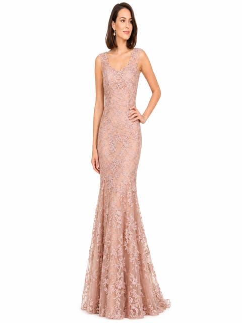 Sleeveless Mermaid Lace Embroidered Gown