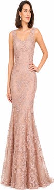 LARA New York Sleeveless Mermaid Lace Embroidered Gown