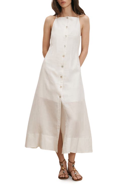 Georges Linen Button-Up Midi Sundress