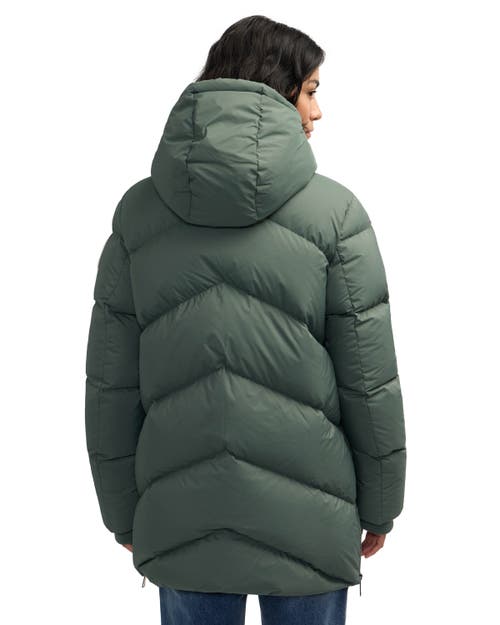 Pajar Fallon Boxy Inverted Chevron Quilted Puffer In Olive Oil