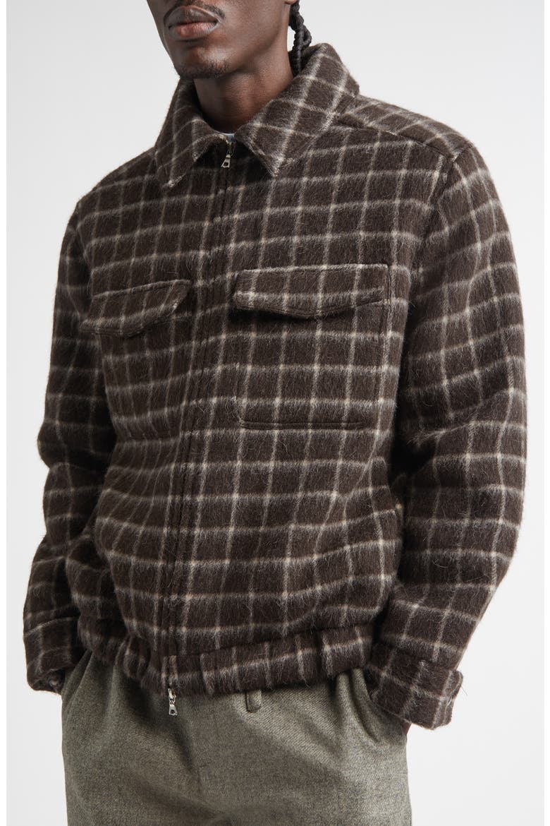 De Bonne Facture Student Windowpane Check Baby Llama Hair Blend