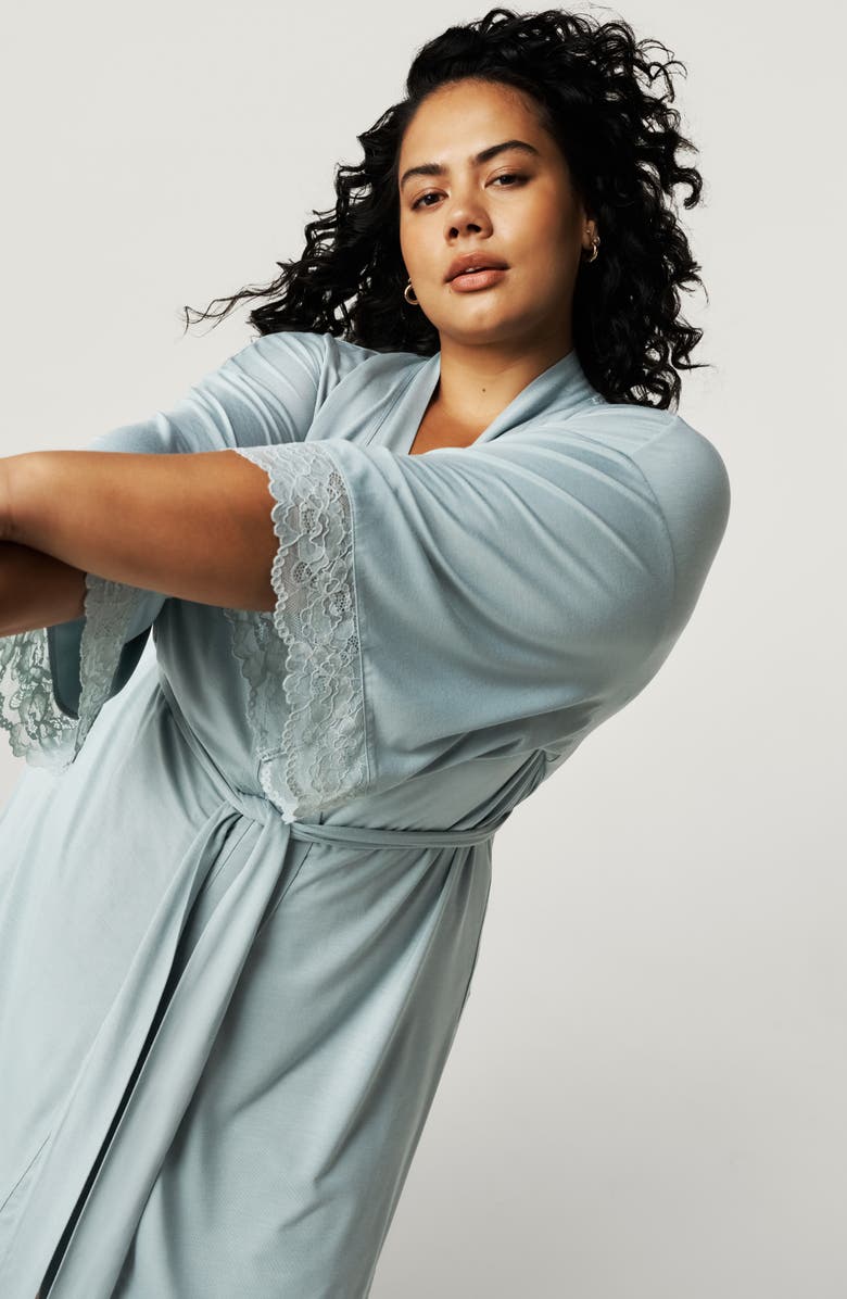 Posh Peanut Lace Robe, Alternate, color, Shadow Green