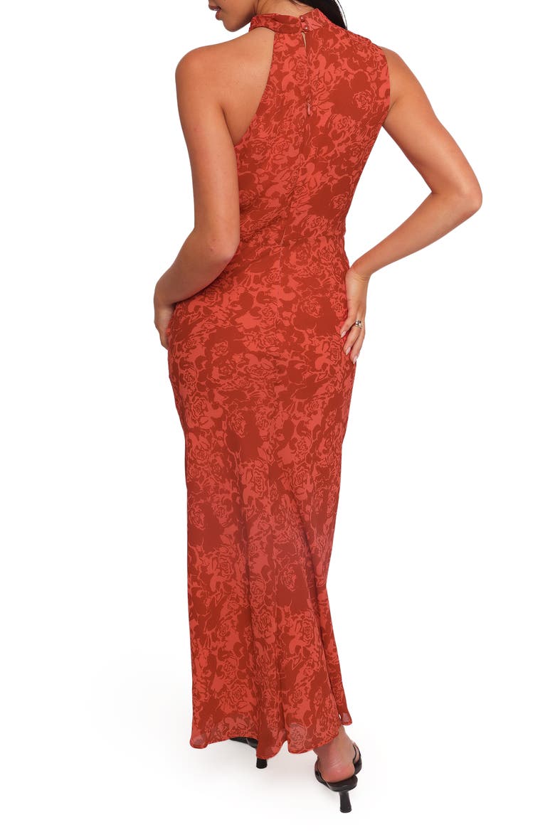 Isabeau Asymmetric Neck Sleeveless Dress, Alternate, color, RED ROSES