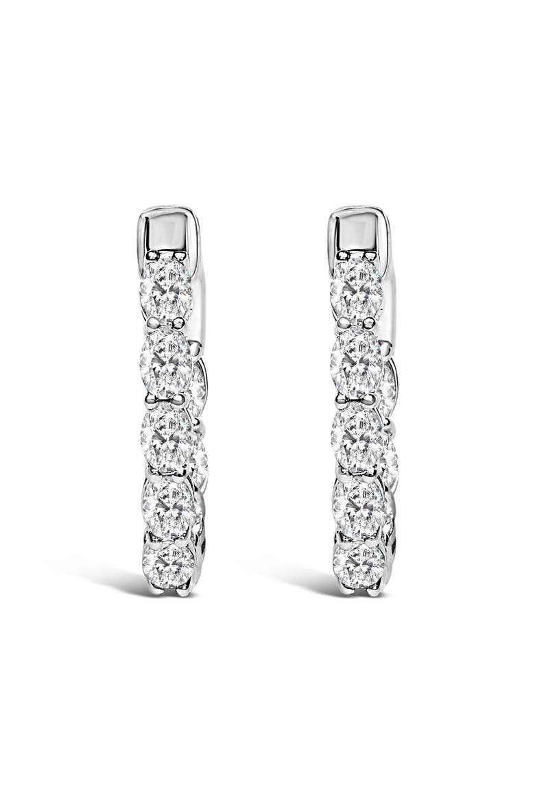 14K White Gold 2 3/4 Cttw Oval Cut Lab Grown Diamond Inside Out Hoop Earrings, Alternate, color, White