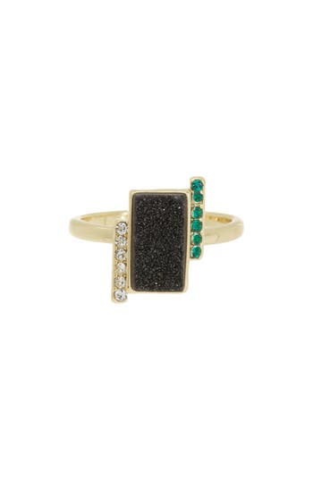 Covet Geometric Drusy & Cz Ring In Gold