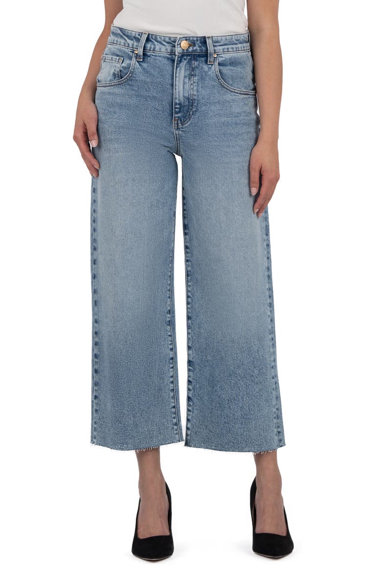 Gwen High Waist Raw Hem Crop Wide Leg Jeans, Main, color, ACUTE