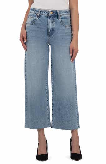 KUT from the Kloth Gwen High Waist Raw Hem Crop Wide Leg Jeans