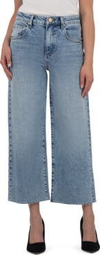 KUT from the Kloth Gwen High Waist Raw Hem Crop Wide Leg Jeans