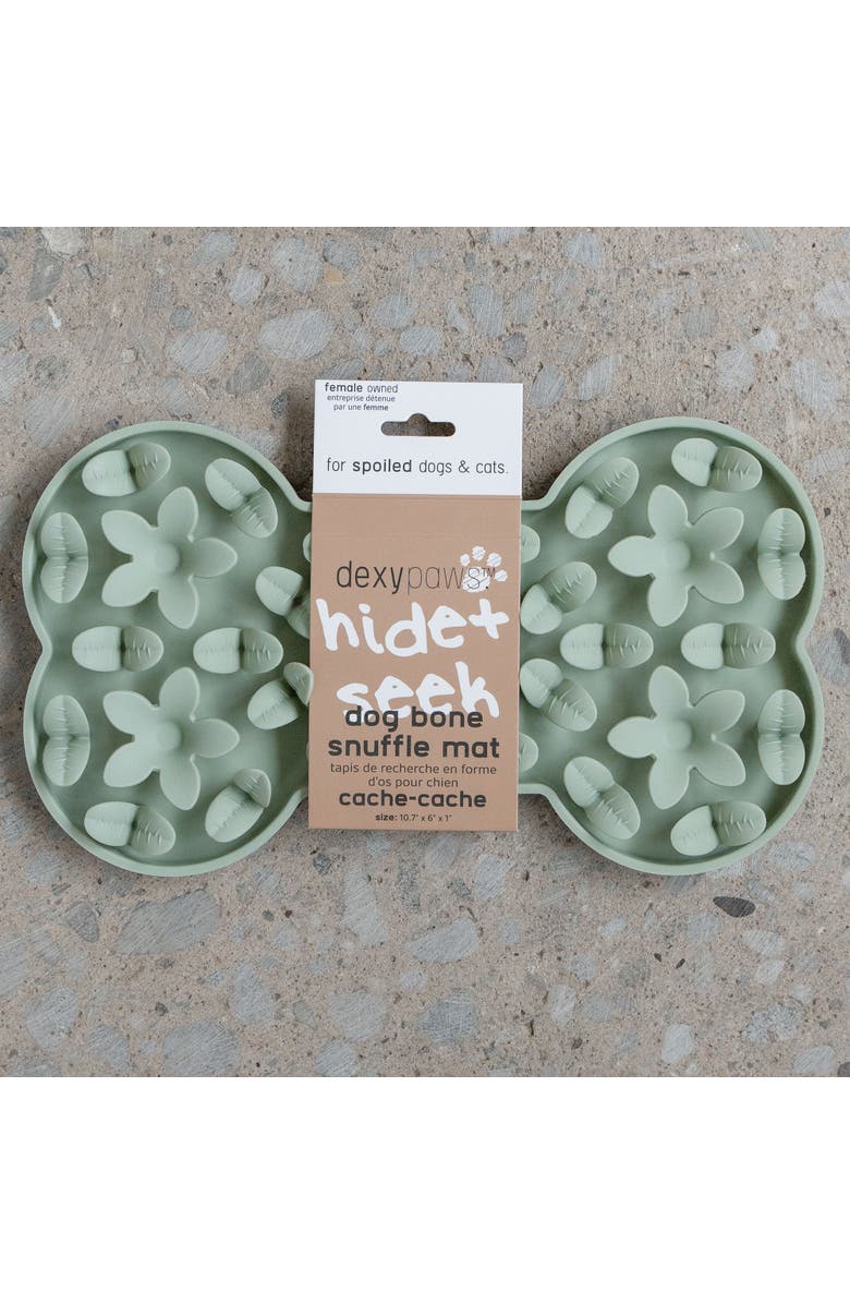 Dexypaws Enrichment Snuffle Mat Sage Green Bone Textured Dog Feeding Pad, Alternate, color,