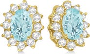 ALLUREZ Oval Aquamarine & Diamond Accented Earrings 14k