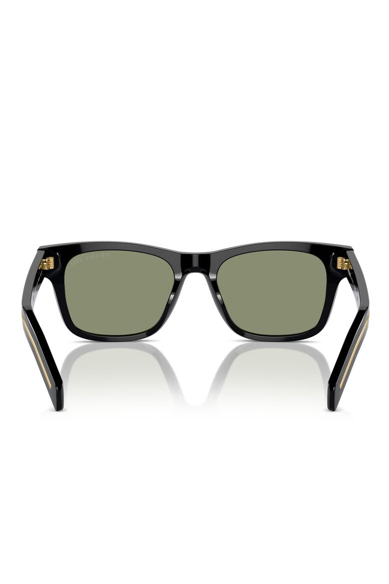 55mm Polarized Rectangular Sunglasses, Alternate, color, BLACK